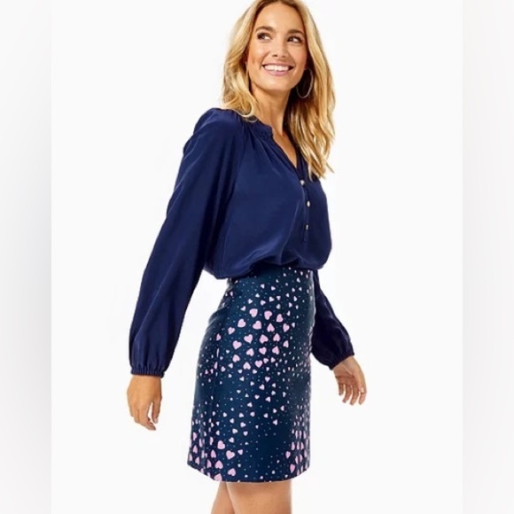 🆕 Lilly Pulitzer Adler Skirt In True Navy Heart Jacquard SZ 12 - Picture 1 of 7